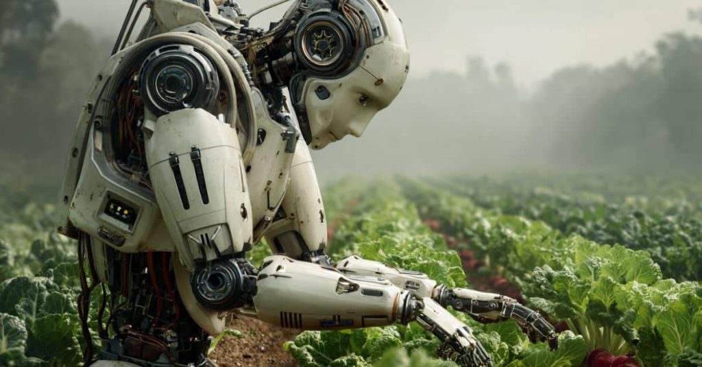 Robot working on a homestead