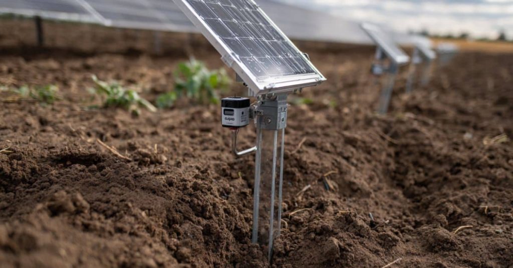 Solar powered soil sensors